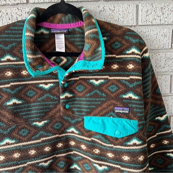 Patagonia Fleece Synchilla Snap-T Fleece Pullover Lifecycle Bear Brown Small - Picture 5 of 7
